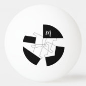 Balle De Ping Pong Monogramme géométrique tendance noir et blanc (Devant)