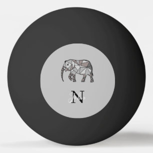 Balle De Ping Pong Monogramme Graphique mignon Eléphant Noir personna