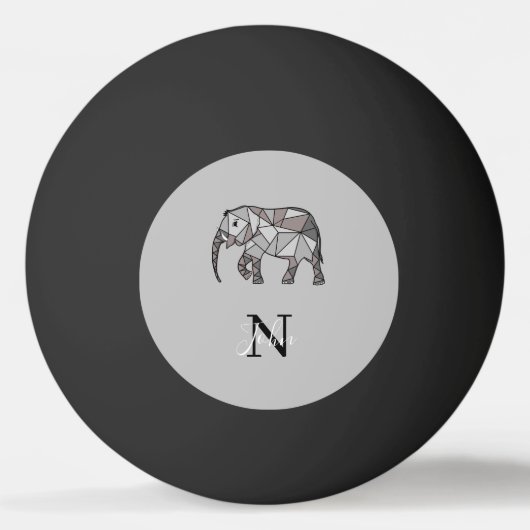 Balle De Ping Pong Monogramme Graphique mignon Eléphant Noir personna (Dos)