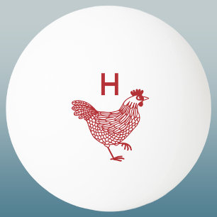 Balle De Ping Pong Monogramme initial de poulets