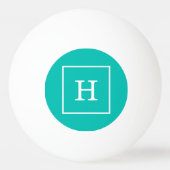 Balle De Ping Pong Monogramme initial turquoise blanc encadré (Dos)