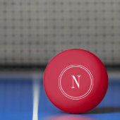 Balle De Ping Pong Monogramme initiale rouge et blanc moderne (Filet)