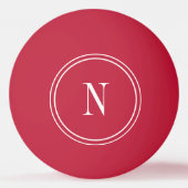 Balle De Ping Pong Monogramme initiale rouge et blanc moderne (Devant)