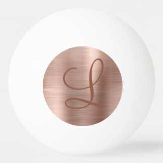 Balle De Ping Pong Monogramme métallique brossé Rose Chic Or Deux pre