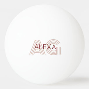 Balle De Ping Pong Monogramme moderne beige et vin