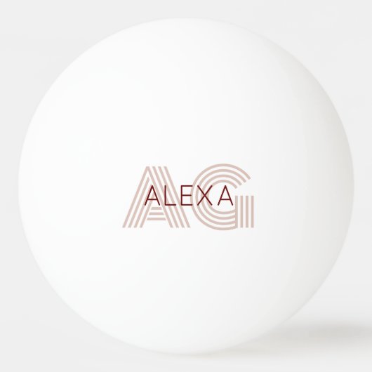 Balle De Ping Pong Monogramme moderne beige et vin (Devant)