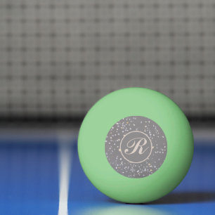 Balle De Ping Pong Monogramme Moderne Gris Terrazzo