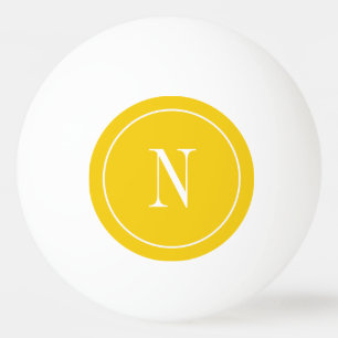 Balle De Ping Pong Monogramme moderne jaune et blanc