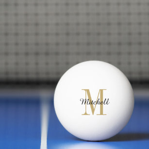 Balle De Ping Pong Monogramme or et nom personnalisé