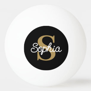 Balle De Ping Pong Monogramme or Nom du script Dames