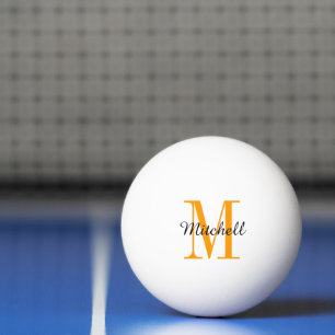Balle De Ping Pong Monogramme orange et nom personnalisé