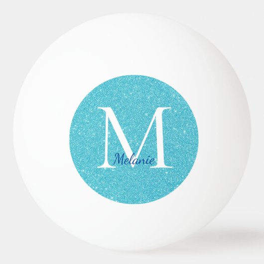 Balle De Ping Pong Monogramme Parties scintillant turquoise (Devant)