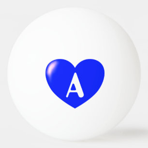 Balle De Ping Pong Monogramme personnalisé Big Blue Heart Ping Pong