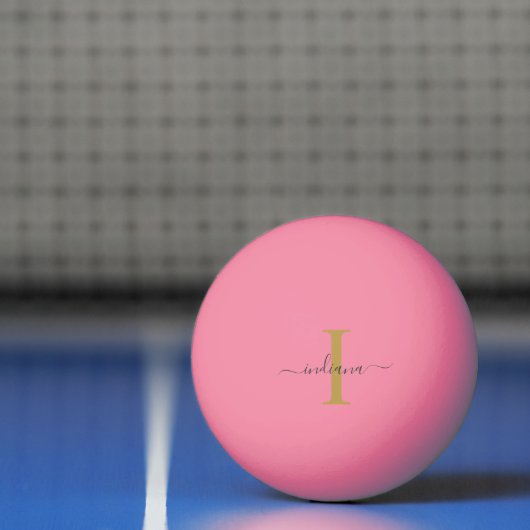 Balle De Ping Pong Monogramme personnalisé de script moderne (Filet)
