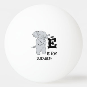 Balle De Ping Pong monogramme personnalisé E est pour éléphant coloré