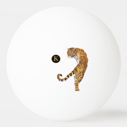 Balle De Ping Pong Monogramme personnalisé Tiger animal sauvage (Devant)