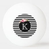 Balle De Ping Pong Monogramme rayures noires et blanches (Devant)