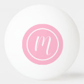 Balle De Ping Pong Monogramme rose clair simple et blanc (Dos)