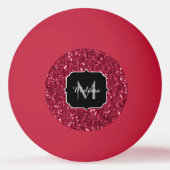 Balle De Ping Pong Monogramme rose foncé magenta faux scintillants (Devant)