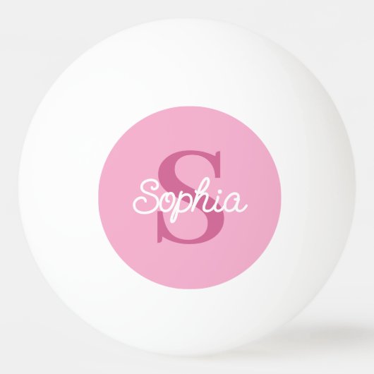 Balle De Ping Pong Monogramme rose Nom du script Dames (Devant)