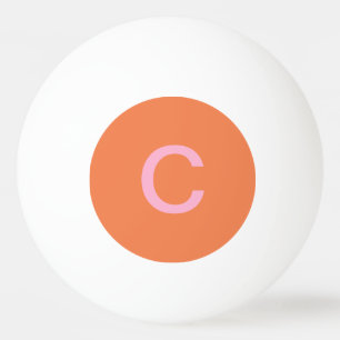 Balle De Ping Pong Monogramme rose orange Première couleur moderne pe