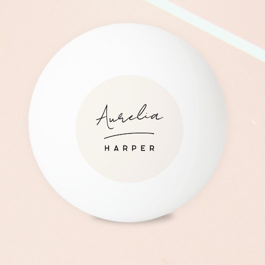 Balle De Ping Pong Monogramme Script Simple Minimal Nom Personnalisé