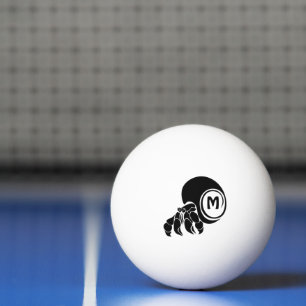 Balle De Ping Pong Monogramme silhouette de crabe à hermite grumeux