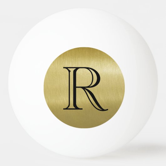 Balle De Ping Pong Monogramme simple et noir or  (Devant)
