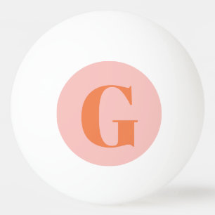Balle De Ping Pong Monogramme simple personnalisé gras rose et orange