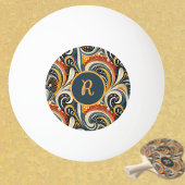 Balle De Ping Pong Monogramme Tourbillons Orange Profond Sarcelle Rét