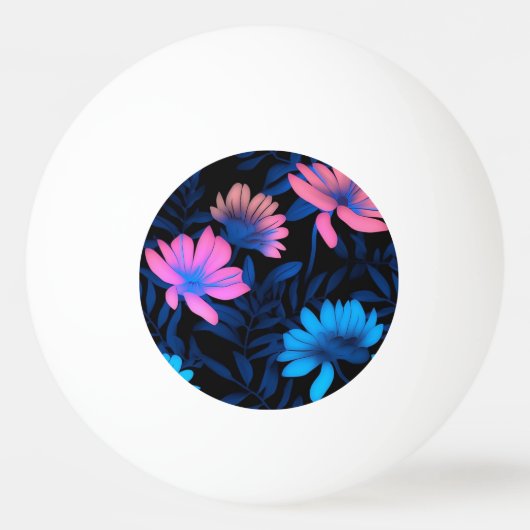 Balle De Ping Pong Motif de fleurs de néon brillantes (Devant)