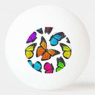 Balle De Ping Pong Motif de papillon de monarque d'arc-en-ciel