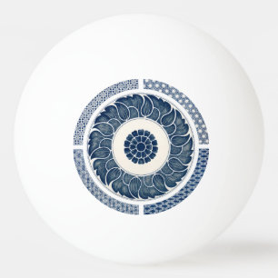 Balle De Ping Pong Motif de porcelaine antique chinoise bleu et blanc