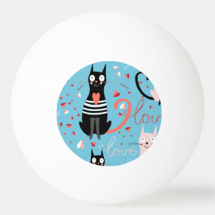 Balle De Ping Pong Motif mignon de chats sur un arrière - plan bleu