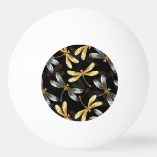 Balle De Ping Pong Motif sans couture avec libellules d'or