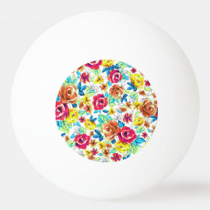 Balle De Ping Pong Motifs de roses vintage colorés mignons