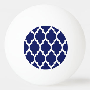 Balle De Ping Pong Navy Blue White Moroccan Quatrefoil