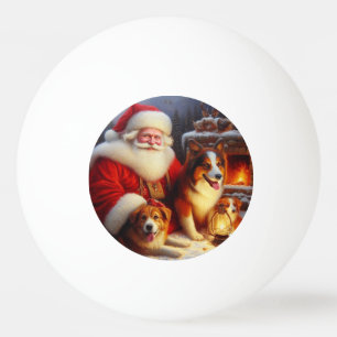 Balle De Ping Pong Noël Père Noël avec Chiens 1