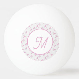 Balle De Ping Pong Nœud aquarelle rose Coquette froncée monogrammé 
