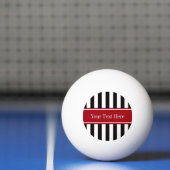 Balle De Ping Pong Noir Blanc Blancs Canneberge Nom Rouge Monogramme (Filet)