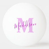 Balle De Ping Pong Nom de monogramme rose pourpre initial (Devant)