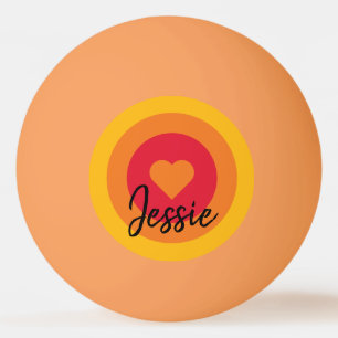 Balle De Ping Pong Nom du coeur orange jaune Cadeau