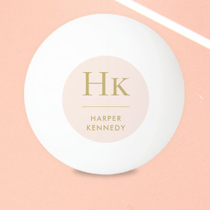 Balle De Ping Pong Nom du monogramme Personnalisé Blush Pink Gold