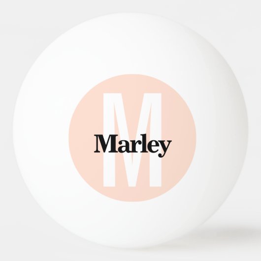 Balle De Ping Pong Nom du monogramme rose en gras personnalisé (Dos)