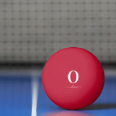 Balle De Ping Pong Nom du script Monogramme Personnalisé Rouge Et Bla (Filet)