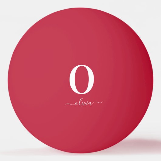 Balle De Ping Pong Nom du script Monogramme Personnalisé Rouge Et Bla (Dos)