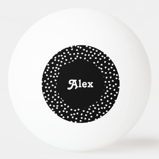 Balle De Ping Pong Nom Modern Cute Polka Dot noir et blanc (Devant)