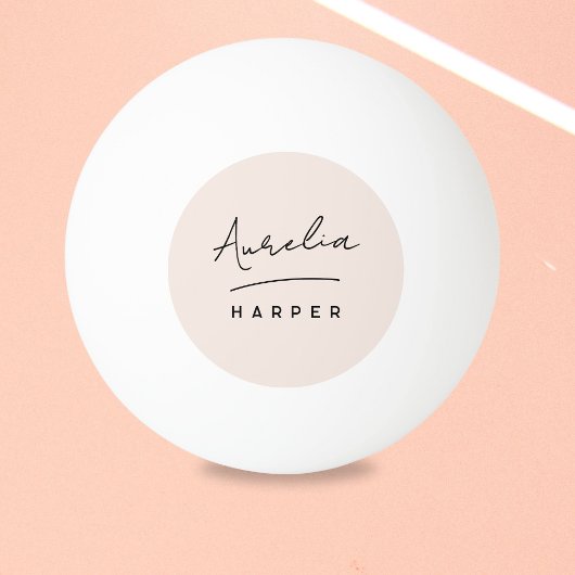 Balle De Ping Pong Nom personnalisé du script de monogramme rose