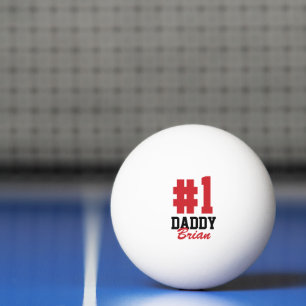 Balle De Ping Pong Numéro Un papa Rouge Fête des pères monogramme
