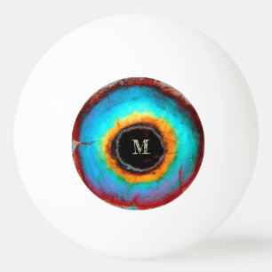 Balle De Ping Pong Oeil cosmique éthéré Monogramme Abstrait Vibrant A